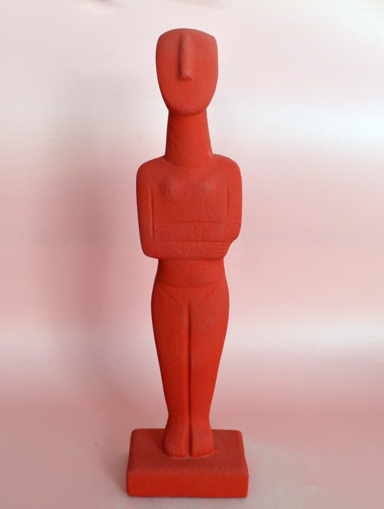 Cycladic Idol Red figurine - Casting stone - Ancient and Modern Abstract Art