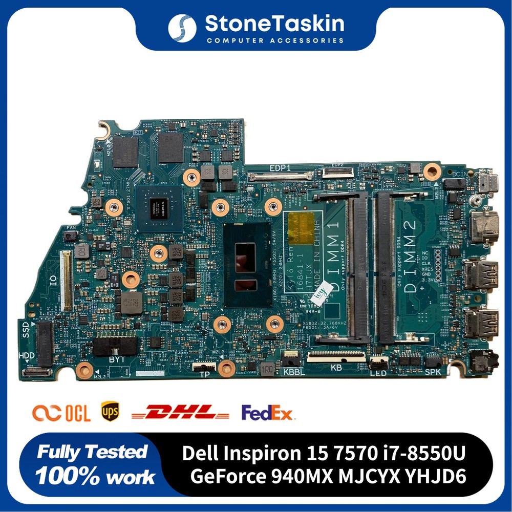 For Dell Inspiron 15 7570 Motherboard Intel i7-8550U GeForce 940MX MJCYX YHJD6