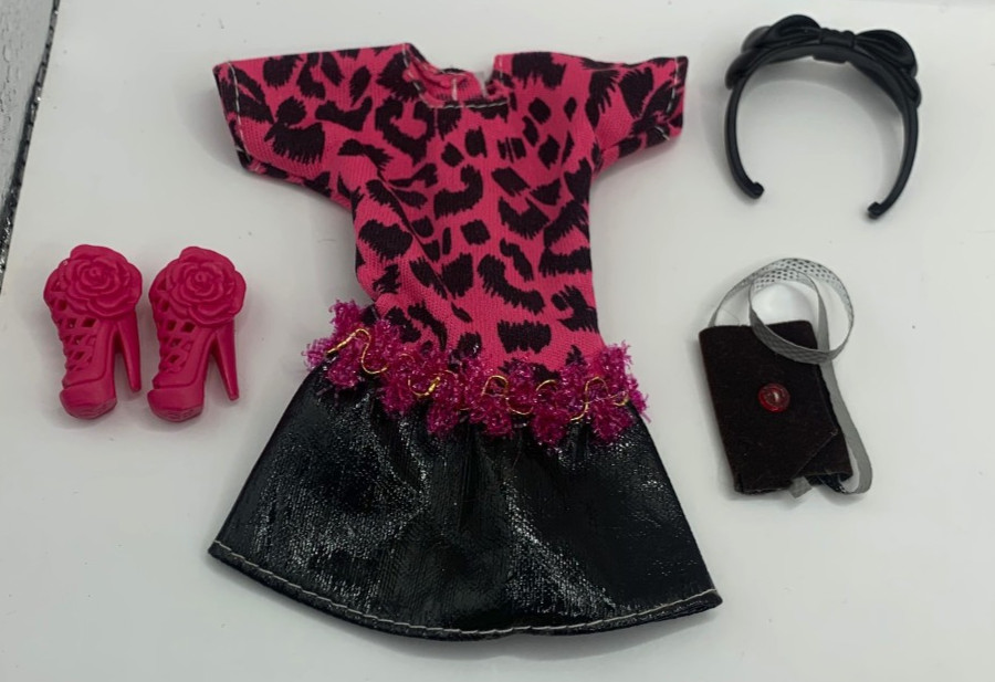 Modern Barbie Doll Outfit Fashion Animal Print Pink Cheetah Dress Clothes Heels