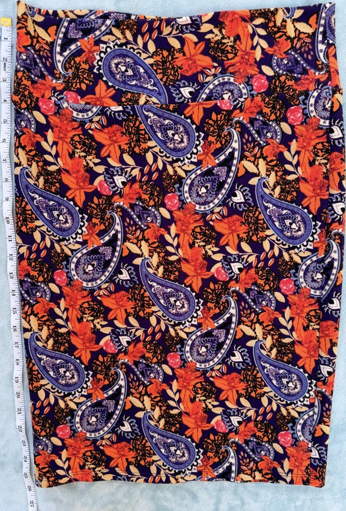 LuLaRoe Paisley Floral Knit Pencil Skirt M High Rise Stretch Multicolor