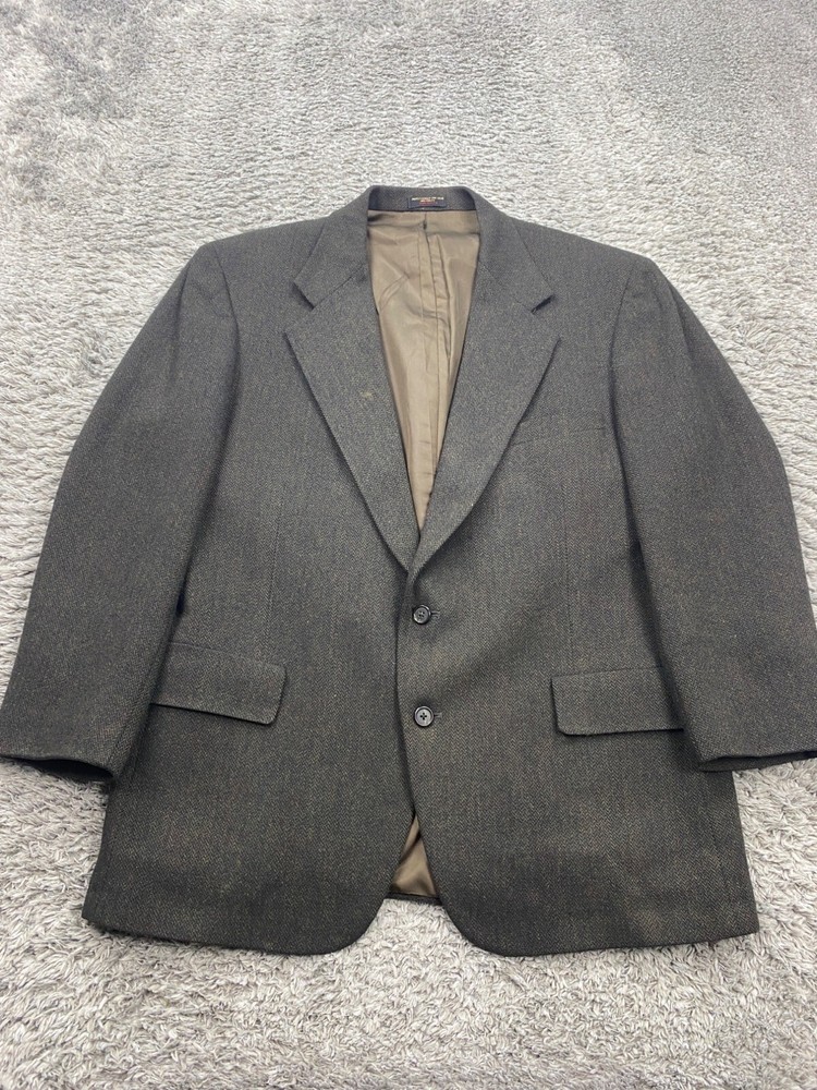 Vtg Carriages Blazer Men 44R Brown Worsted Wool Tweed Sports Coat Jacket USA