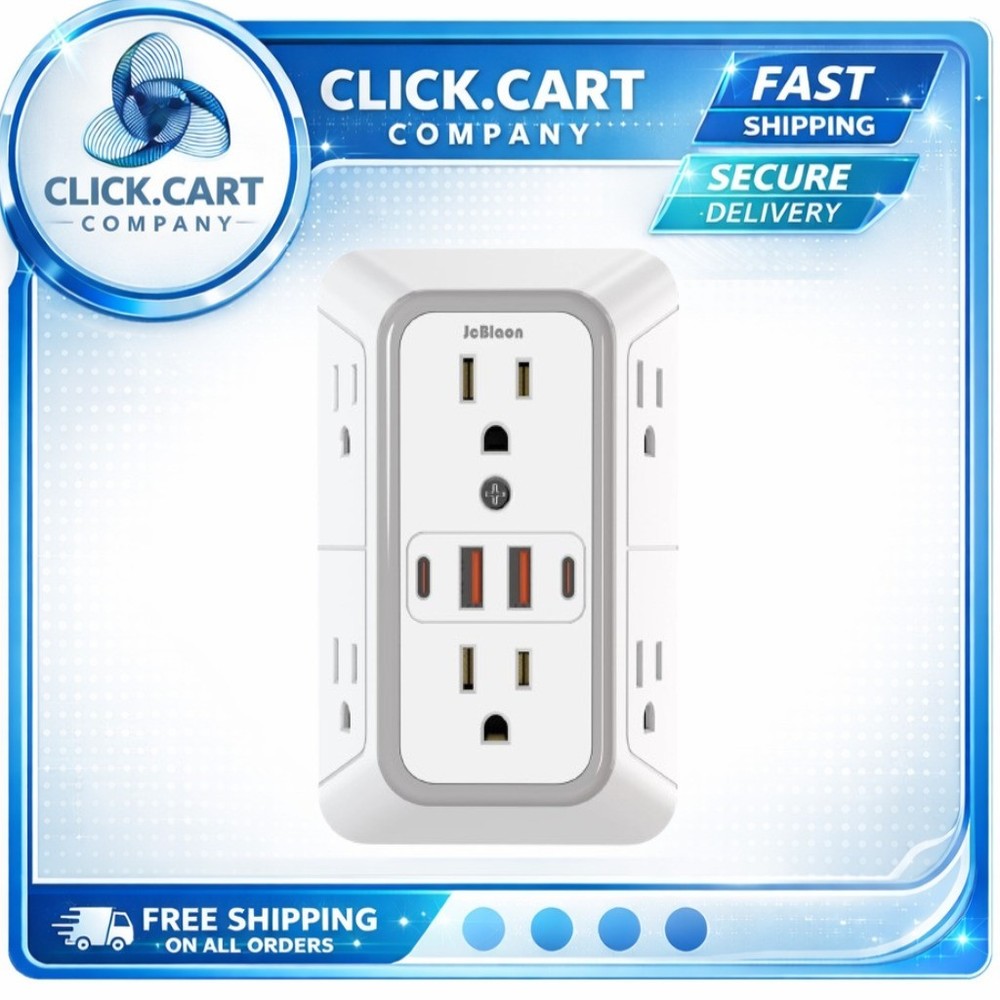 6 Outlet Extender Surge Protector Multi Plug Wall Adapter USB Charger Ports with