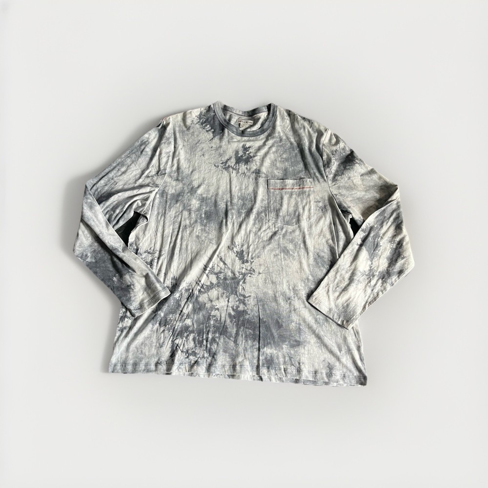 32 Bar Blues Shirt Mens XL Gray Tie Dye Hippie Cotton Casual Long Sleeve