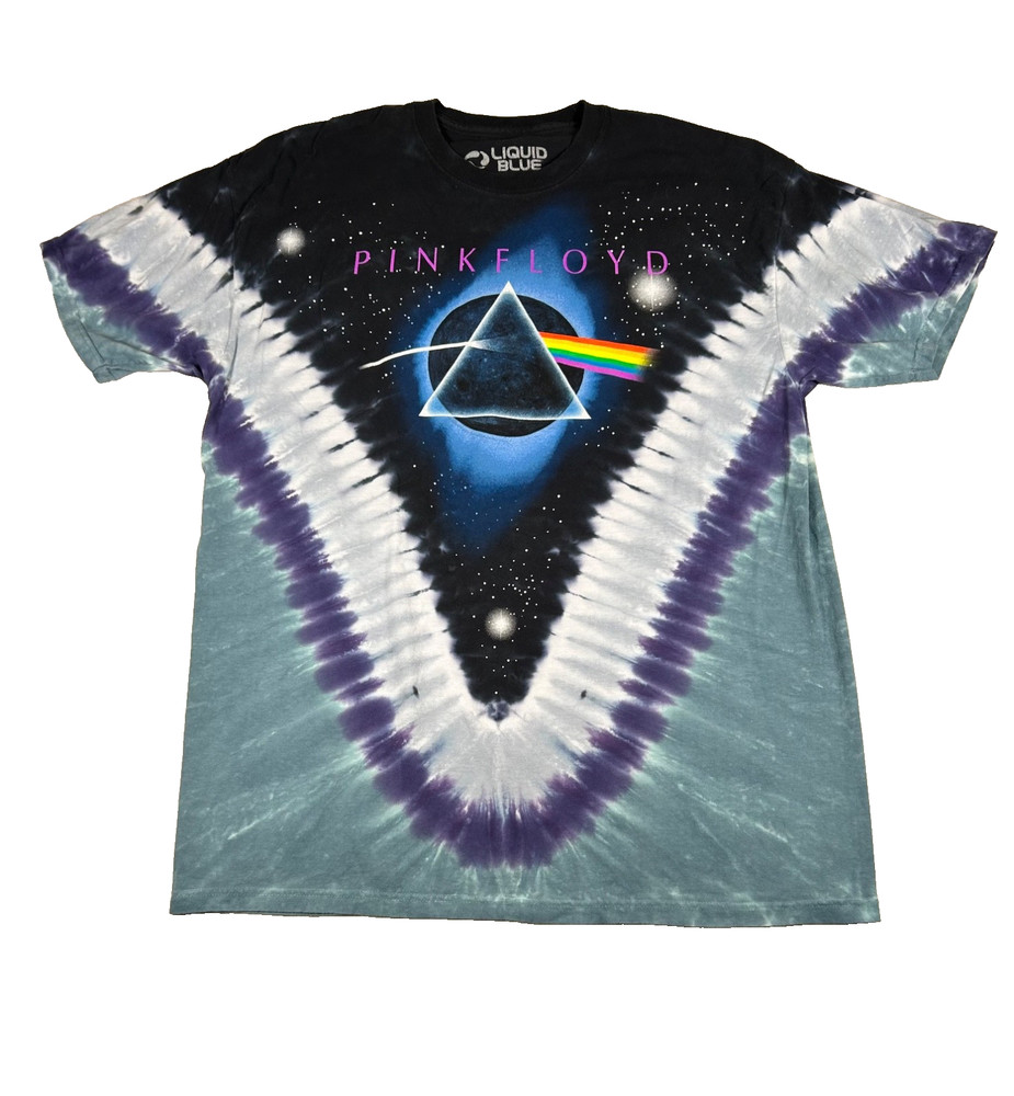 Pink Floyd Liquid Blue Tie Dye T Shirt 2XL Dark Side Of The Moon Prism Graphic