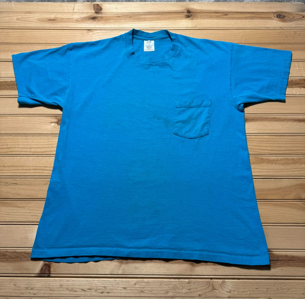 Vintage 90s Gap Blank Short Sleeve Single Stitch Pocket Shirt USA Made - Large