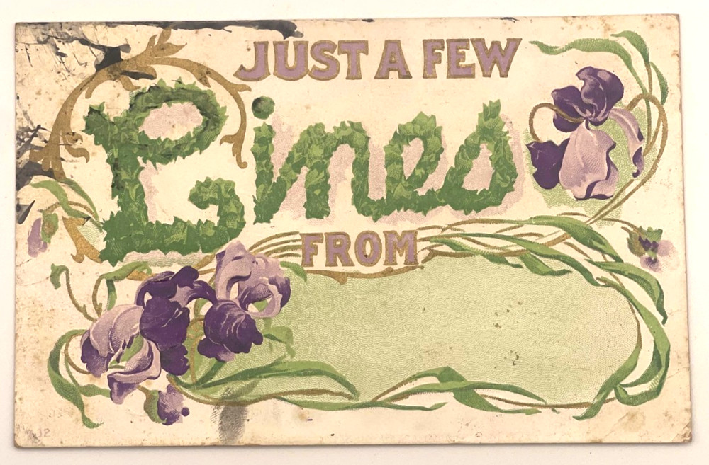 Just a Few Lines Postcard Purple Violets Embossed 1911 Floral Design