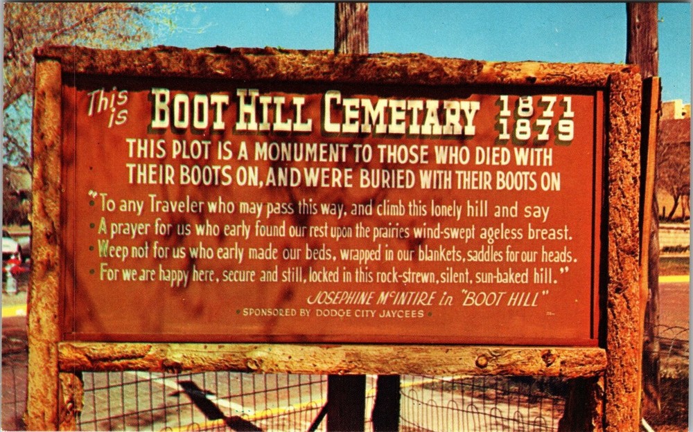 Dodge City KS-Kansas, Boot Hill Cemetary, Vintage Postcard