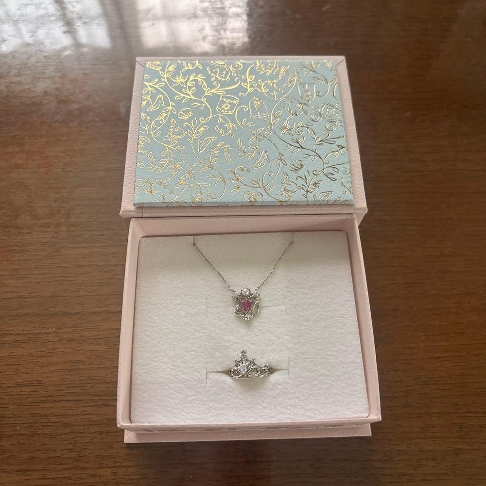 Samantha Tiara Disney Princess Ariel Silver Ring & Necklace Set Authentic w/Box