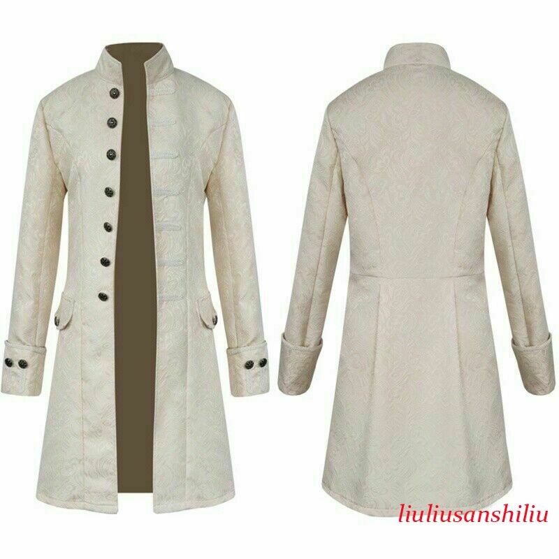 Men Victorian Frock Coat Steampunk Tailcoat Long Jacket Vamp Gothic Retro Casual