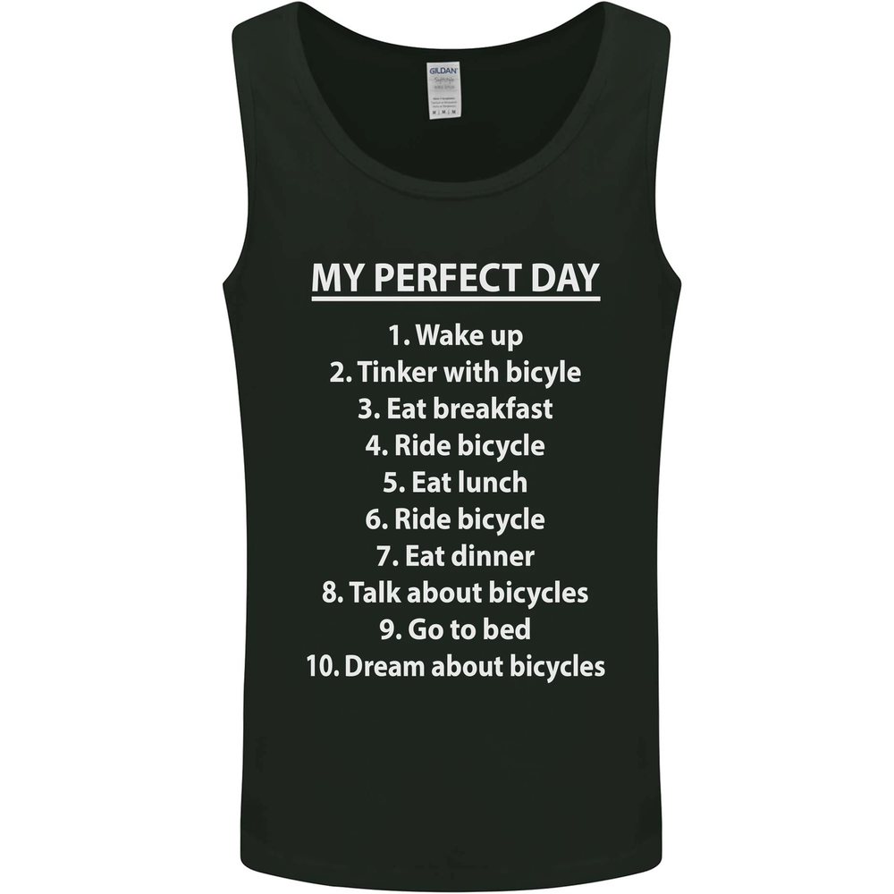 Cycling My Perfect Day Cyclist Bicycle Mens Vest Tank Top