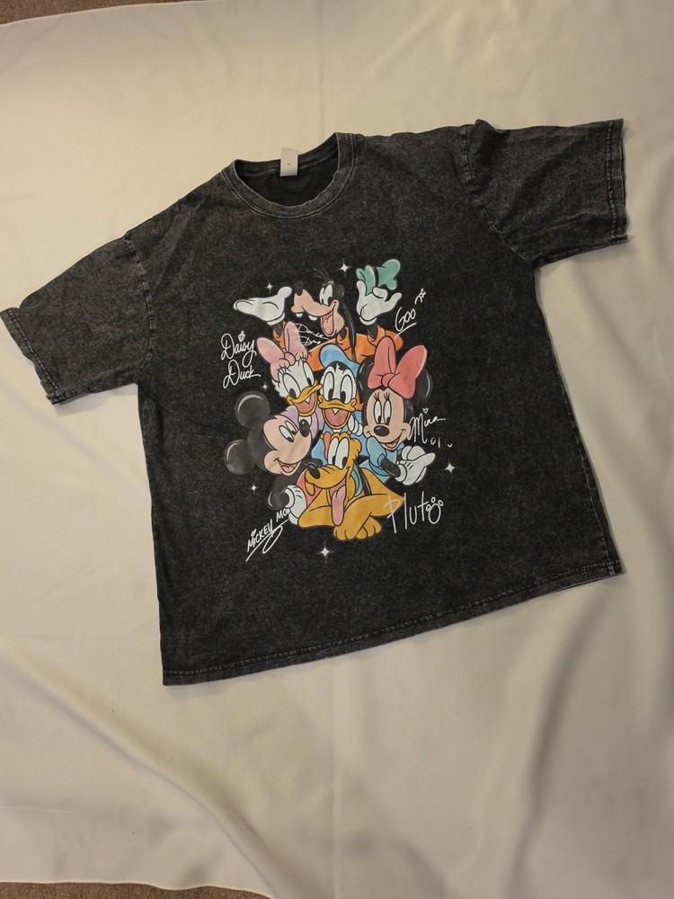 Distressed Dark Gray Women's Disney T Shirt XL