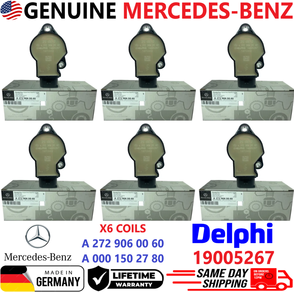 NEW OEM GENUINE x6 Ignition Coils For 2005-2014 Mercedes-Benz V6 V8, A0001502780