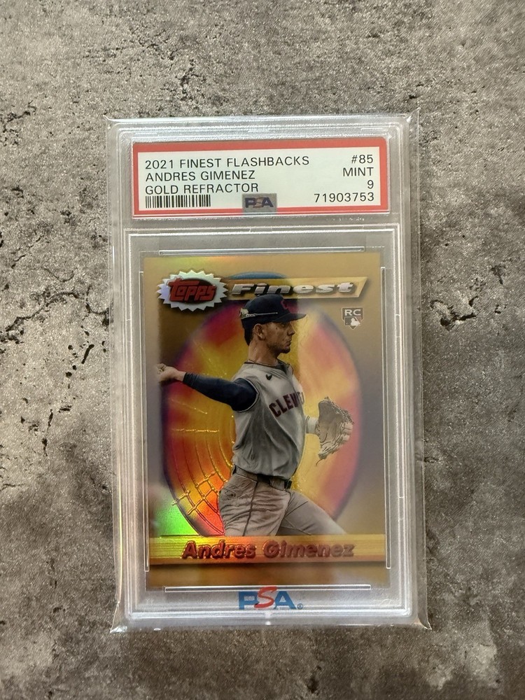 2021 Topps Finest Flashbacks Gold Refractor Andres Gimenez #85 PSA 9 Rookie Low Pop Gem Mint