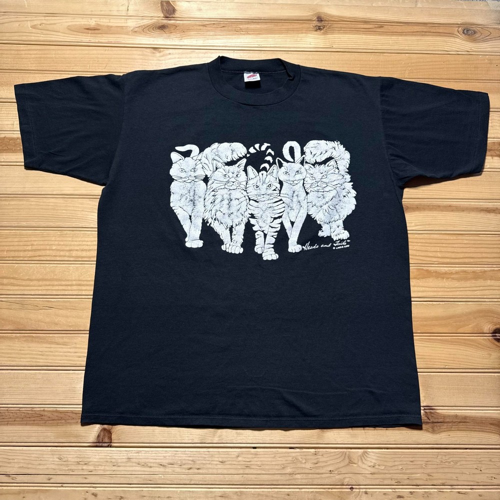 Vintage 90s Heads and Tails Linda Lori Cats Pets Double Sided T-Shirt USA - XL