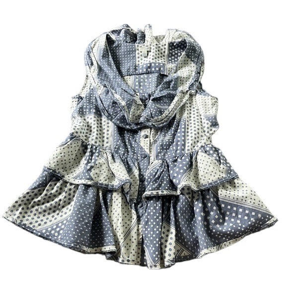 Anthropologie Odille Womens Sleeveless Blouse Button Down Frilly Size 8