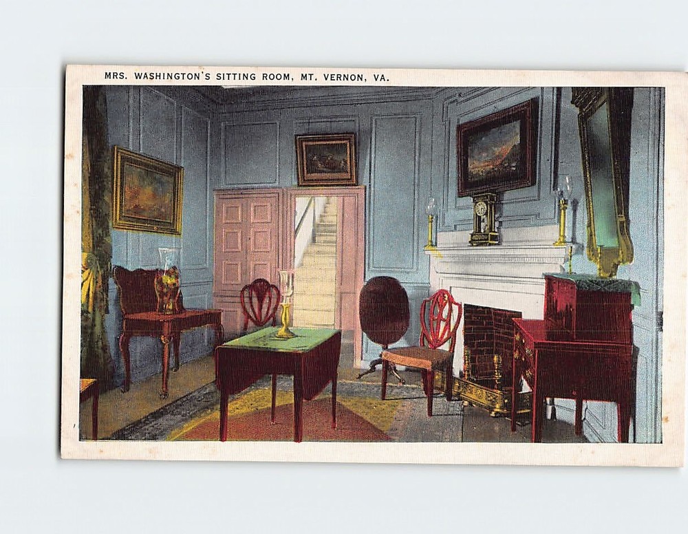 Postcard Mrs. Washington's Sitting Room Mt. Vernon Virginia USA