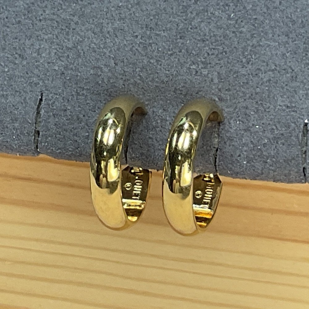 Vintage Signed Monet Earrings Clip On Gold Tone Hoops Classic 1990s Y2K Estate