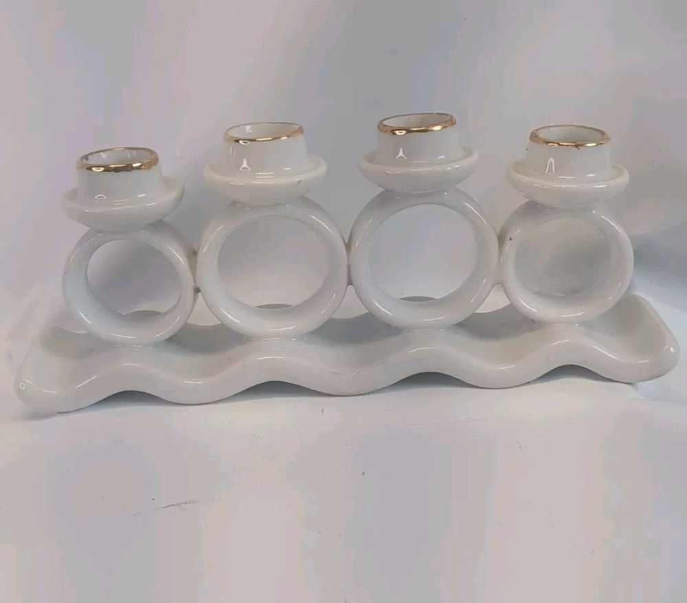 Vintage Mid Century Modern Old Hollywood Ceramic Candle and Napkin Holder  