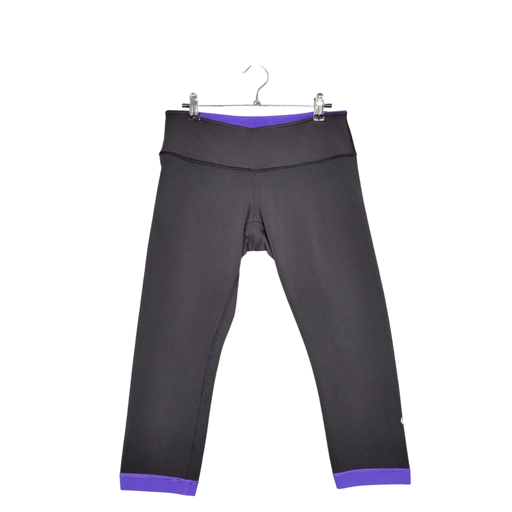 LULULEMON Wunder Under Crop Leggings Reversible Purple Black SIZE 8