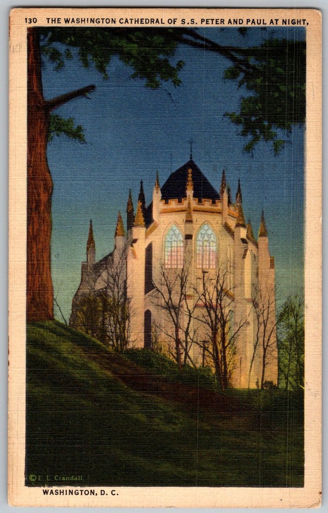 Vtg Linen Postcard Cathedral Of S.S Peter Washington, D.C 1940s