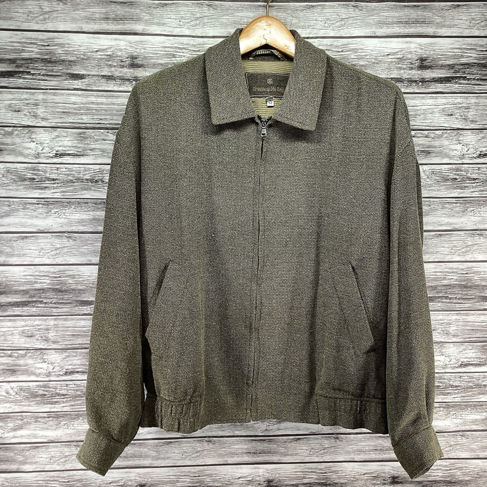 Ermenegildo Zegna Jacket Mens 52 Large Brown Bomber Wool Nylon Full Zip Italy