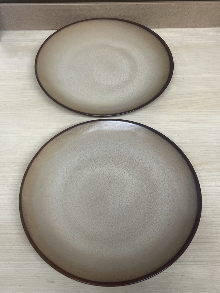 Sango Nova Brown Dinner Plates 11 3/8” 4933 Stonewear Set of 2