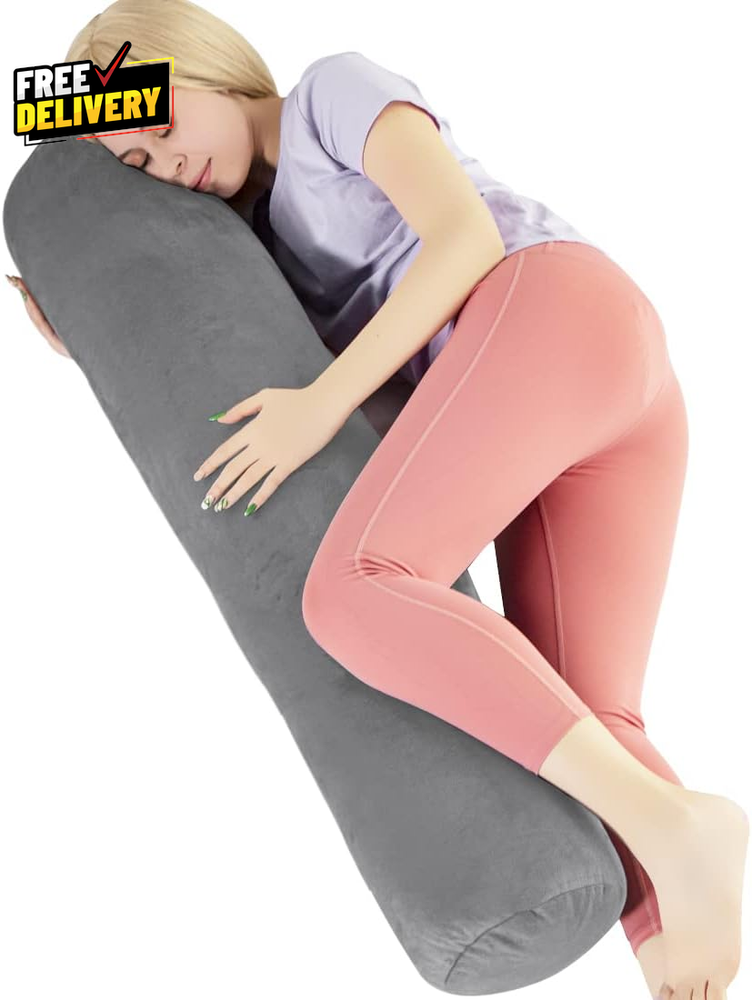 Body Pillow for Adults Bolster Pillow with Removable Velvet Cover Long round....