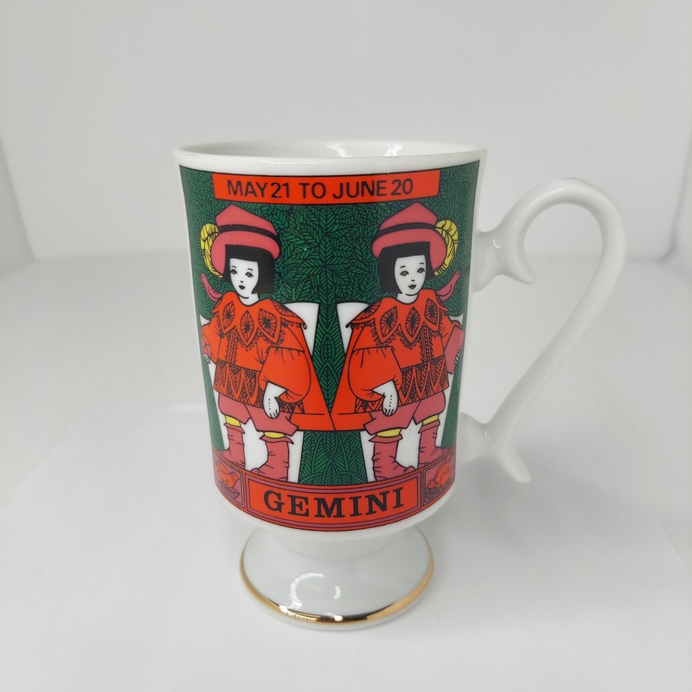 Royal Crown Arnart Smug Mugs Zodiac By Elena - Retro Pedestal Footed Gemini Mug