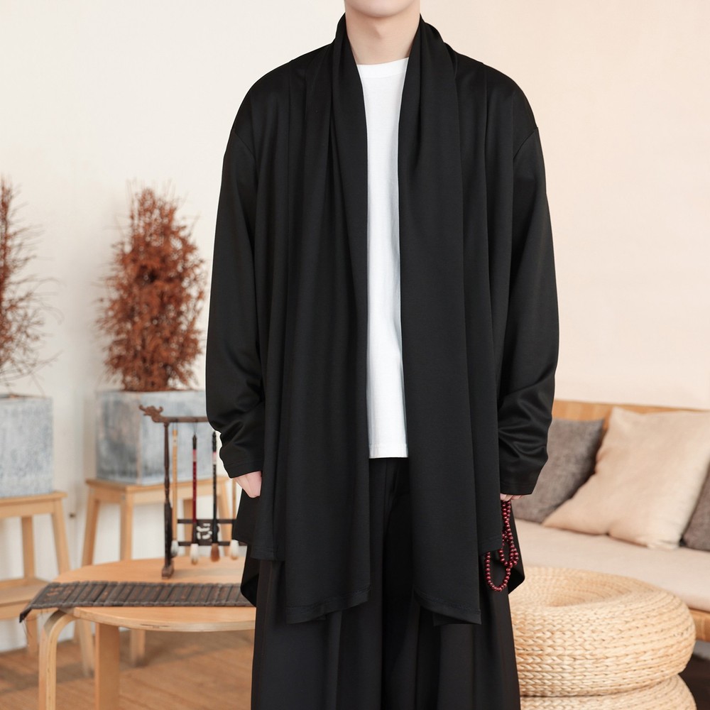 Darkness Retro Style Mens Mid Long Trench Coat Cape Cloak Cardigan Outwear Loose