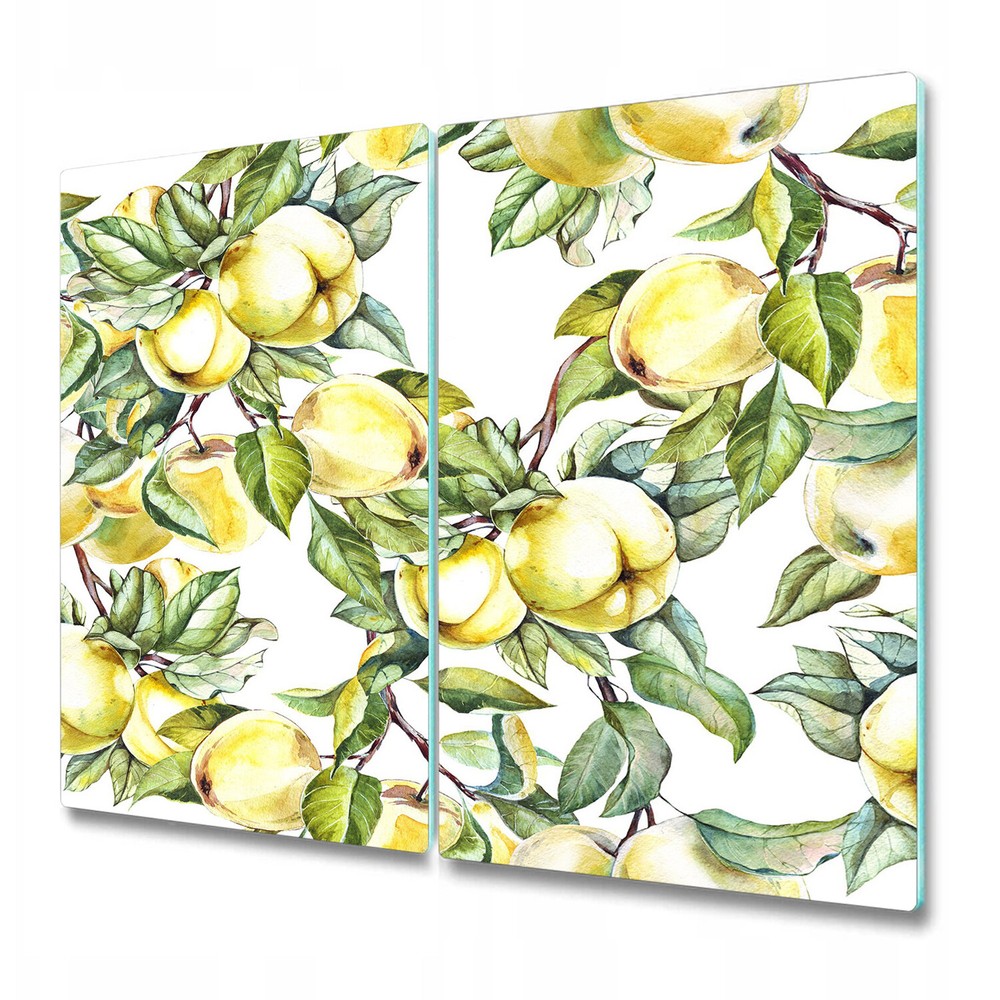 Glass Worktop Saver with Watercolour Apples on Branch Design 2x30x52