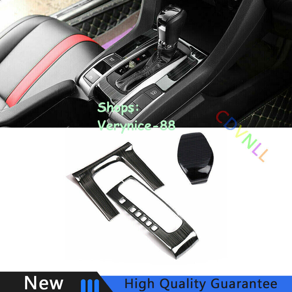For Honda Civic 16-21 10th Black Titanium Central Console Gear Shift Cover Trim