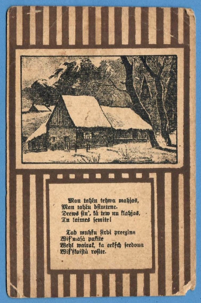 1917 Latvia Russia Poem Vintage Postcard 7734