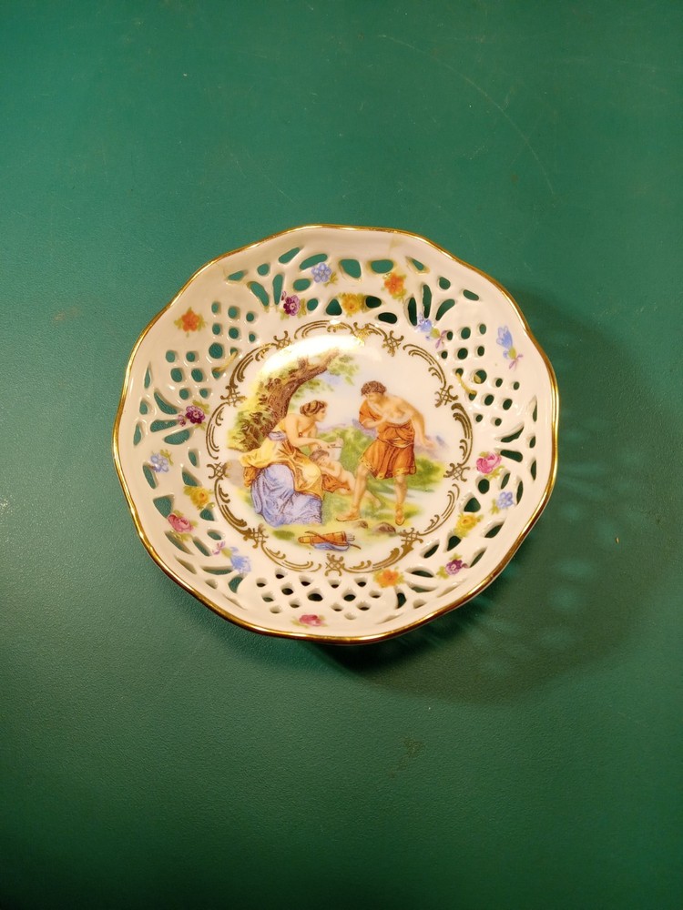 Vtg Schumann Arzberg Pierced Dish Reticulated Floral Bavaria West Germany 4