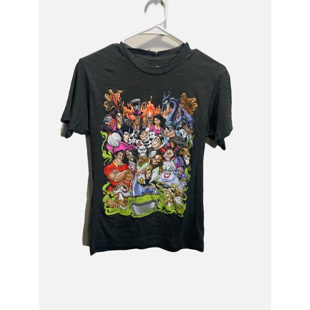 Disney Villains Graphic Tee Women Small Charcoal Grey Maleficent Ursula Shirt