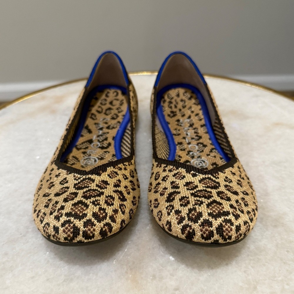 Rothy's The Flat Round Toe Shoes in Spotted Leopard Ballet Flats