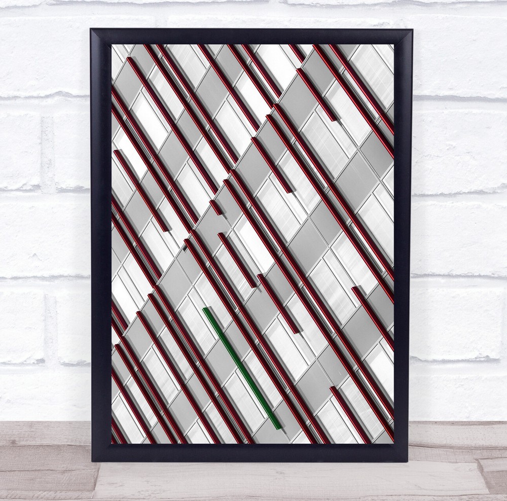 Architecture Abstract Lines Stripes Red Facade Almere Pattern Wall Art Print