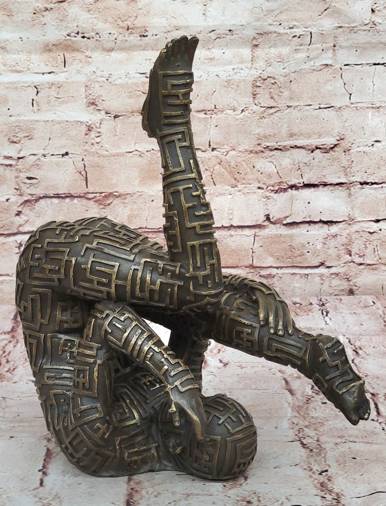 Abstract Art Deco Dali Bronze Sculpture with Marble Base Modern Figurine Decor Art-image