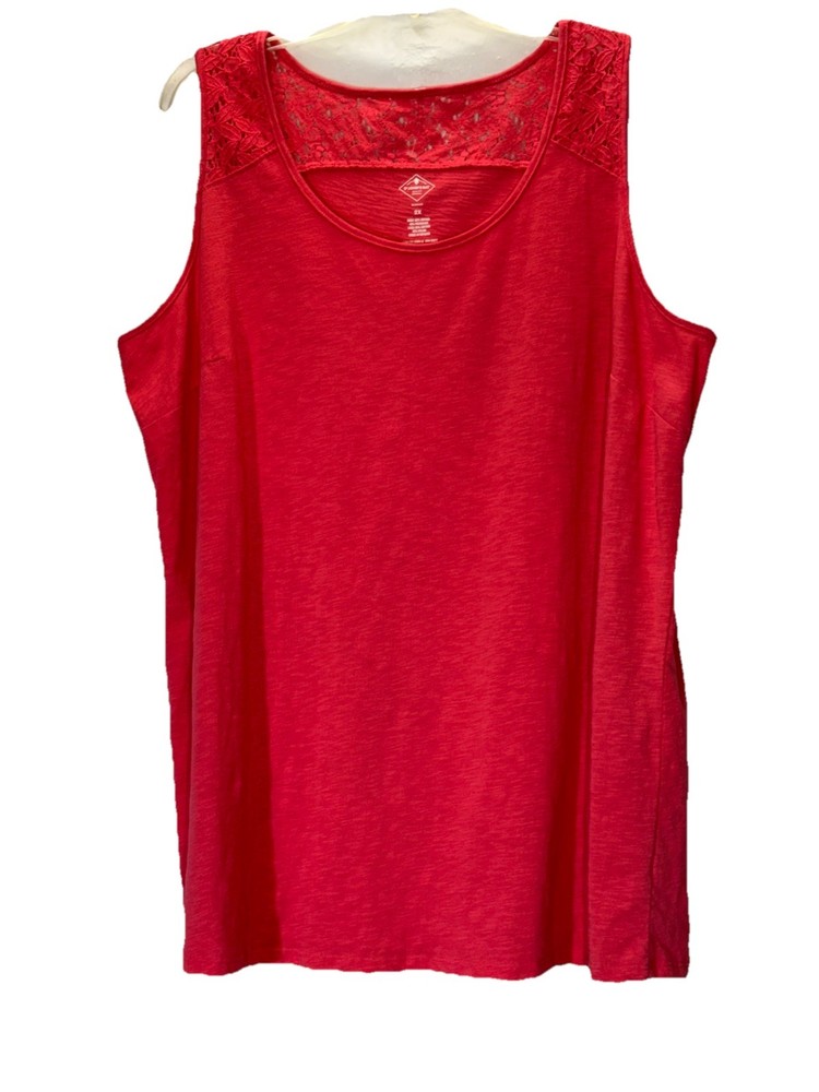 St. John’s Bay Women’s Tank Top  Blouse Sleeveless Coral Red Plus Size 2X
