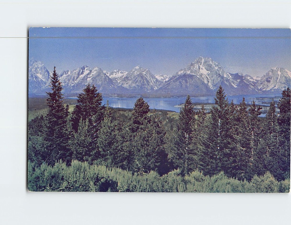 Postcard Teton Range from Signal Mountain Jackson Hole Wyoming USA