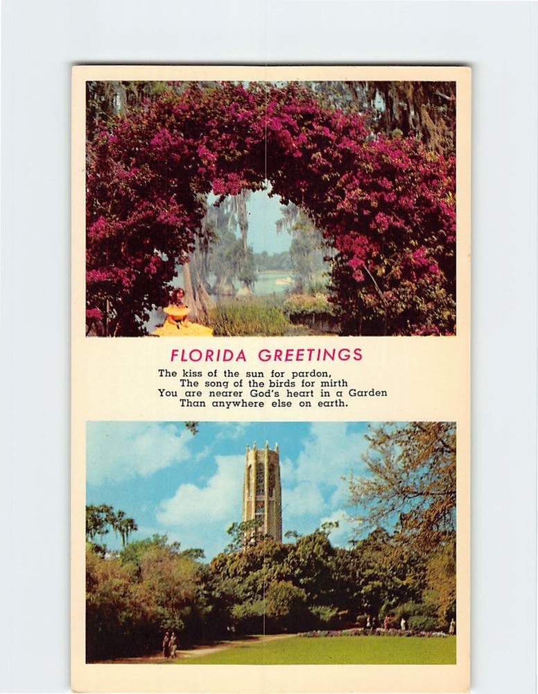 Postcard Florida Greetings Cypress Gardens & Singing Tower Florida USA