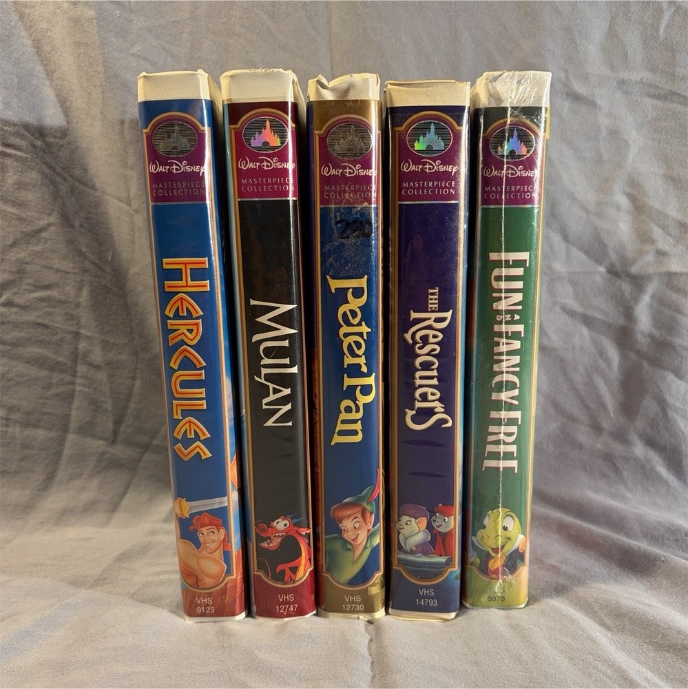 Walt Disney Masterpiece Collection Lot of 5 VHS Tapes Mulan Peter Pan Hercules