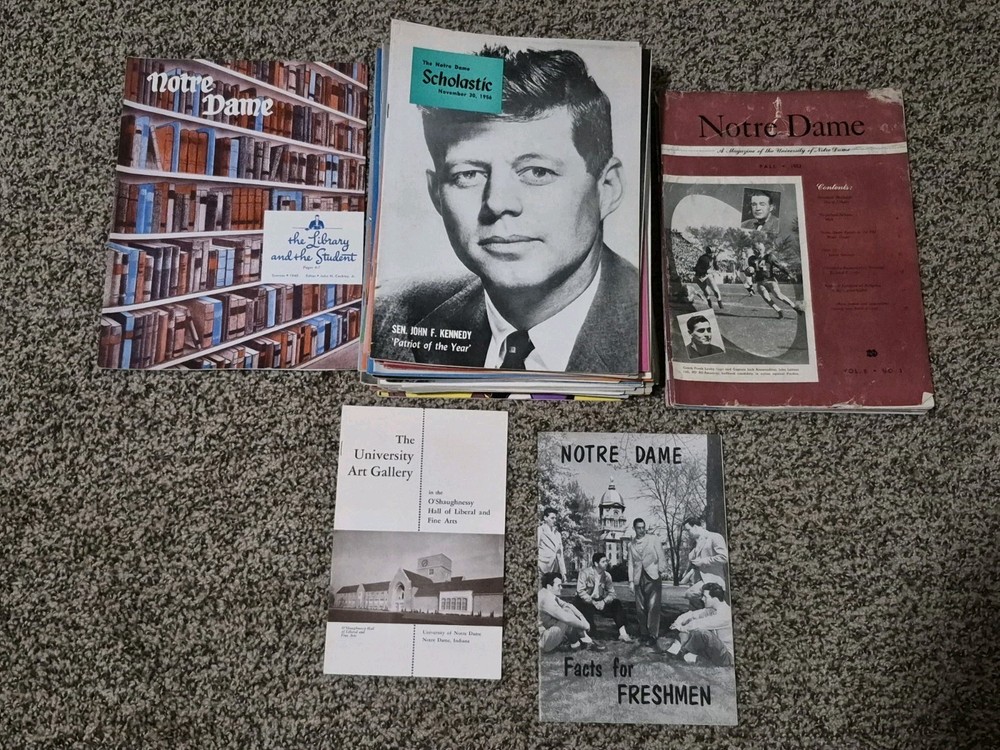 VTG Notre Dame 64 Piece Lot Scholastic Magazines Brochures 1950's Antique