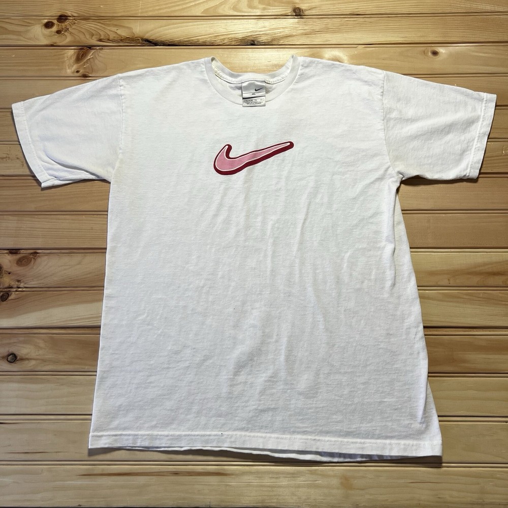 Vintage Y2K Nike Center Swoosh Pink Maroon Shirt Size XL Youth Silver Grey Tag