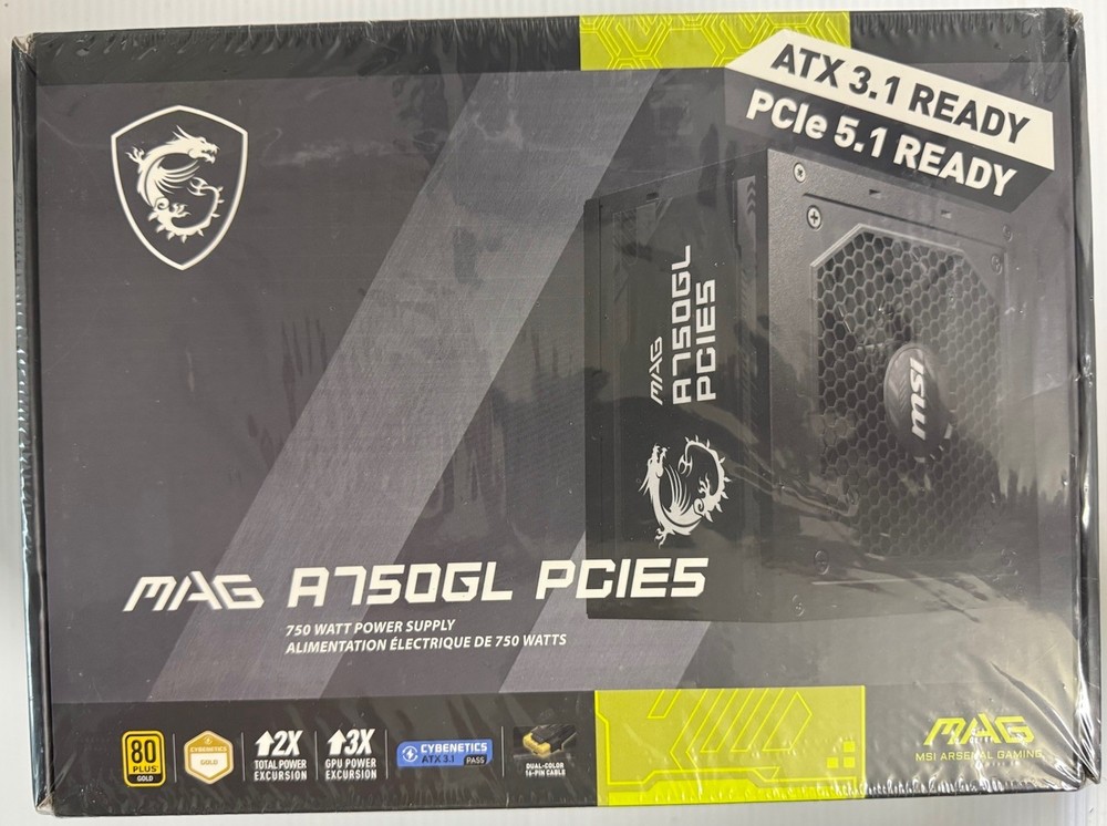 MSI MAG A750GL 750W 80+ GOLD Full Modular Gaming Power Supply PCIE 5.0  ATX PSU