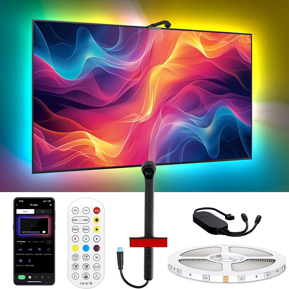 Remote TV Backlights with Camera RGB Ambient LED Strip Lights Music Sync Screen