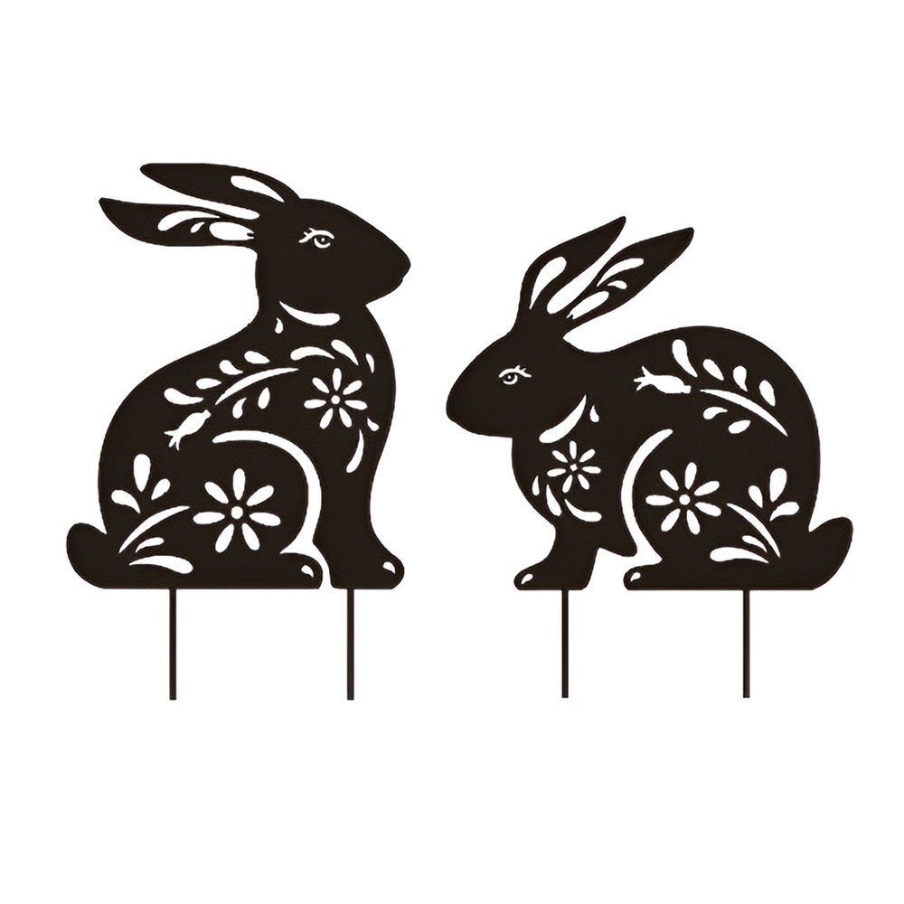 Bunny Garden Stake Metal Rabbit Yard Art Animal Statue Rabbit Stake Easter Yard