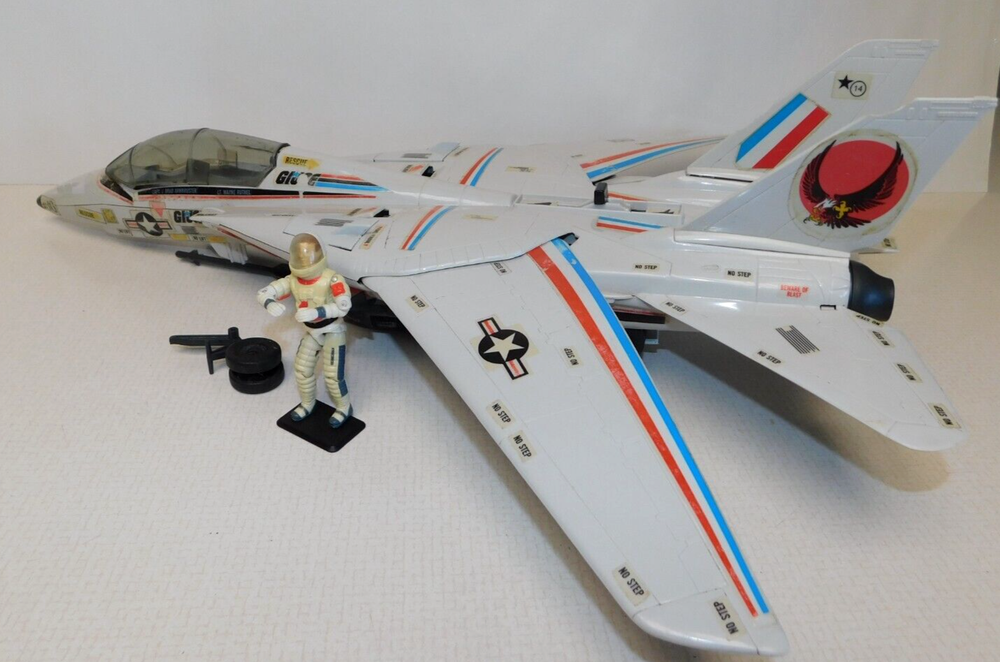 VINTAGE 1983 HASBRO GI JOE SKYSTRIKER XP-14F COMBAT JET & ACE PILOT FIGURE-image