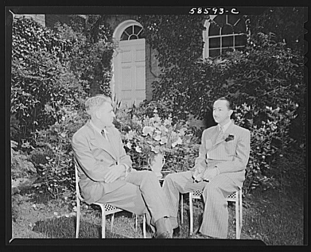 Photo:Two Men in Suits Garden Portrait 1930s 1940s