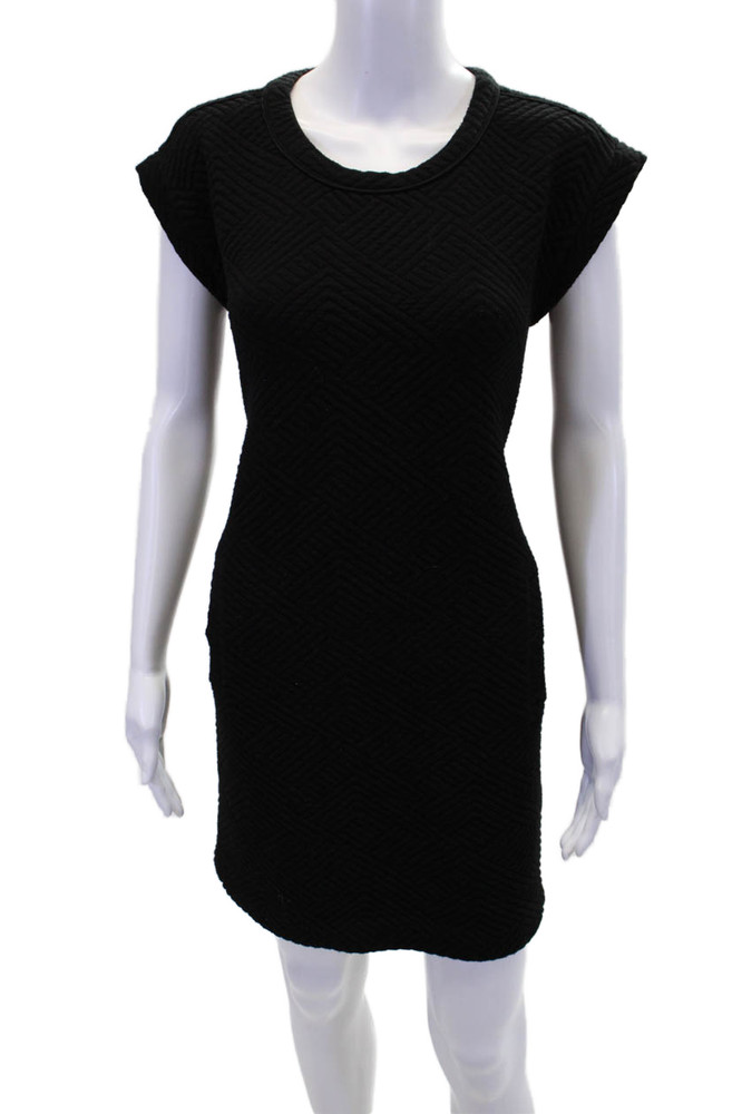 Cynthia Rowley Womens Quilted Short Sleeves Knee Length Dress Black Size 4Free Shipping in US $100+ Orders | $6.95 Orders Below