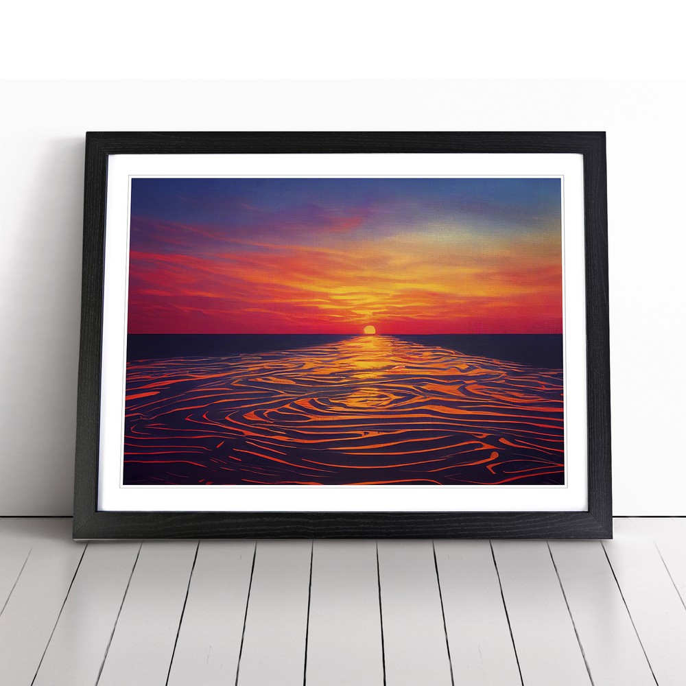 Awe Inspiring Ocean Sunset Wall Art Print Framed Canvas Picture Poster Decor